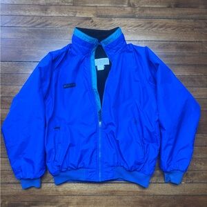 Vintage Columbia Men's Classic Blue w/Teal Trim Windbreaker Fleece Jacket Size L